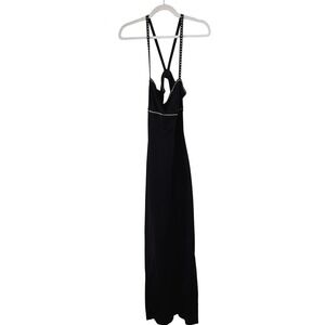 VTG Y2K Tadashi COLUMN Maxi Dress WOMEN SMALL Rhinestone Formal CUTOUT USA Gown